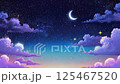 雲の向こうに見える星空と月の映像、夜景 125467520