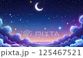 雲の向こうに見える星空と月の映像、夜景 125467521