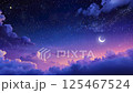 雲の向こうに見える星空と月の映像、夜景 125467524