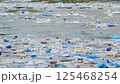 Large amount of trash floating on the water's surface.AI Generated 125468254