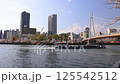 Cherry blossoms and water buses along the Okawa River in spring (Kita-ku, Osaka City, Osaka Prefecture) 125542512