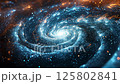 Discover a vibrant galaxy with swirling colors and sparkling stars in the cosmos 125802841