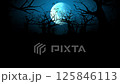 Halloween event with forest silhouette, Flying bats animation, and moon night on the background, 4K Loop 125846113