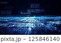 Technology digital cyberspace and digital data network connections concept. Transfer digital data high-speed internet, Future technology digital matrix on blue background. 125846140