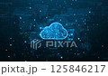 Cloud computing for data storage and transfer for safety, Cloud icon with data icon on the background world map, Futuristic technology global network data connection. Cybersecurity digital background 125846217