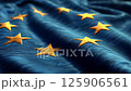 European Union flag waving gently under soft light creating a serene atmosphere 125906561