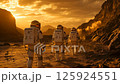 Embarking on an adventure to explore an alien landscape, astronauts find themselves on a distant planets surface Embarking on an adventure to explore an alien landscape, astronauts find themselves on a distant planets surface 125924551