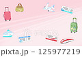Pink title video with illustrations of travel items 125977219
