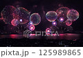 Lake Biwa Fireworks Festival and night view of Lake Biwa. Japanese summer festival fireworks 125989865