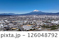 Aerial view - Fuji City, Shizuoka Prefecture, urban area, Japanese cityscape, Mt. Fuji, tourism, business, right dolly 126048792