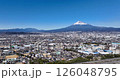 Aerial view - Fuji City, Shizuoka Prefecture, urban area, Japanese cityscape, Mt. Fuji, tourism, business, left dolly 126048795