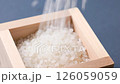 Japanese raw rice served in a masu 126059059
