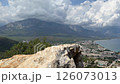 Aerial view of the seashore and mountains. Kemer town by the sea, Antalya province 126073013