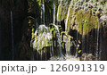 Pristine waterfall tumbling over moss-covered stones, sunlight piercing misty veil, revealing verdant turkish landscape's enchanting natural splendor 126091319
