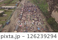 Aerial drone shot of huge market in a village in Papua New Guinea. High quality 4k footage 126239294