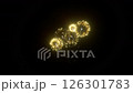 Golden fireworks explosion in the black night sky 4K video. for Greeting card, Celebration, Party Invitation, calendar, Gift, Events, Message, Holiday, Wishes 126301783