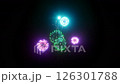 green, blue, and purple fireworks in the night sky, Isolated Fireworks on black background. 3d rendering 126301788