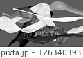 Black, grey and white paint splashes in midair, Slow Motion 126340393