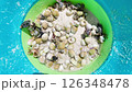Colorful Sea Snails And Hermit Crabs In A Plastic Bucket With Sand And Seawater 126348478