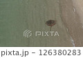 Aerial shot of a stingray on a sandy beach 126380283