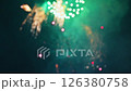 blurred colorful festive fireworks display at the celebration of pyrotechnic show on the background of night sky with multicolored bokeh 126380758