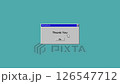 Animation with text Thank You in dialog screen with ok button and cursor arrow, PC interface in retro 90s style, alpha channel. Motion graphics 4k footage for a video project 126547712