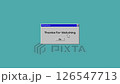 Animation with text Thanks for Watching in dialog screen with ok button and cursor arrow, PC interface in retro 90s style, alpha channel. Motion graphics 4k footage for a video project 126547713