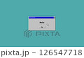 Animation with text Hello in dialog screen with ok button and cursor arrow, PC interface in retro 90s style, alpha channel. Motion graphics 4k footage for a video project 126547718
