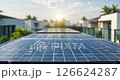 Modern Solar Panels on a roof of house with sunlight. 126624287