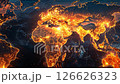 World map with fire on it 126626323