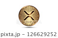 Cryptocurrency gold coin XRP. The coin appear on the screen with a captivating style. Animated vector coin. Money animation. 126629252