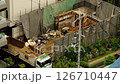 Time lapse, house demolition work, scaffolding removal, construction company, heavy machinery, danger, safety first 126710447
