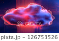 Cloud technology: the true path to success. Featuring digital neon, bokeh, layered mesh, shaped canvas, light red and indigo, selective focus, and clearer ASCII art.	 126753526