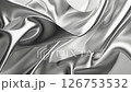 Black and white closeup of an abstract wave with flat surface, styled metallic, shiny/glossy, detailed drapery, reflective, soft-edged in a photobashing, abstract creation.	 126753532