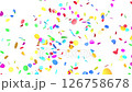 Confetti Explosion Multi-color on White Background, Alpha Channel 3d Animation. Bright Colors Confetti Particles Falling Isolated Illustration. Rainbow Circles Flowing Celebration Design Element 126758678