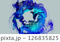 Dynamic blue particle swirl in abstract motion 126835825