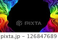 A close up of a rainbow colored swirl on a black background animation 126847689