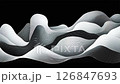 Abstract black and white waves on a black background 126847693