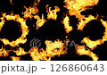 Abstract Fire Rings on Black Background 126860643