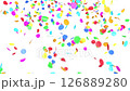 Flying Through Confetti Bright Colors Falling on White Background, Alpha Mask Loopable 3d Animation. Multicolor Confetti Particles Waterfall Close-up Isolated. Rainbow Circles Design Element FullHD. 126889280