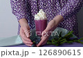 Winter Blueberry smoothie in shades of purple 126890615