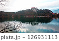 Autumn landscape of Lake Bled and Bled Castle in Slovenia at sunset 126931113