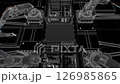 Robotic Arms at Computers Production on Conveyor Belt, Grid Blueprint Loop 3d Animation. Robots Working at Plant Wire Mesh Style Illustration. Ai Advanced Automated Process Technology Concept FullHD. 126985865