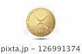 Cryptocurrency gold coin Ripple XRP. The coin appear on the screen with a captivating style. Animated vector coin. Money animation. 126991374