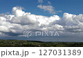 Blue sky white clouds. Puffy fluffy white clouds. Summer blue sky time lapse. Nature weather blue sky. Cloud time lapse 127031389