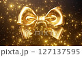 Animation with lights with golden bow isolated on black background 127137595