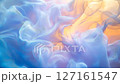 Soft pastel abstract composition with flowing translucent shapes and warm glowing center 127161547