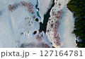 A bird's-eye view of "Snow Cherry Blossoms" blooming amidst remaining snow 127164781