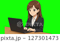 操作電腦的動漫風格女人 127301473