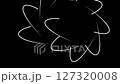 Background with white curved lines describing an oval in the form of a spiral that appear and disappear on black. The effect of constant movement Halo. Abstraction. Chaos and order 127320008